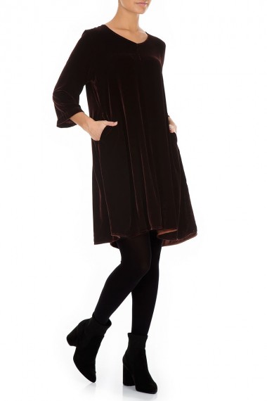Velour kjole - tunika bordeux brun