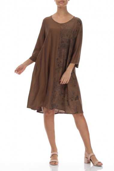 Silke-bambus kjole-tunika med print