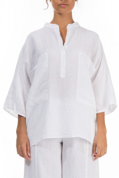 Kimono bluse i hør hvid