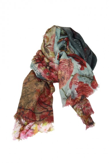 Stort tørklæde i kogt uld vintage mønstrer Mathlau