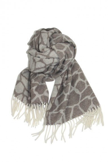 Uld tørklæde i giraf mønstre Mathlau - beige grå farver