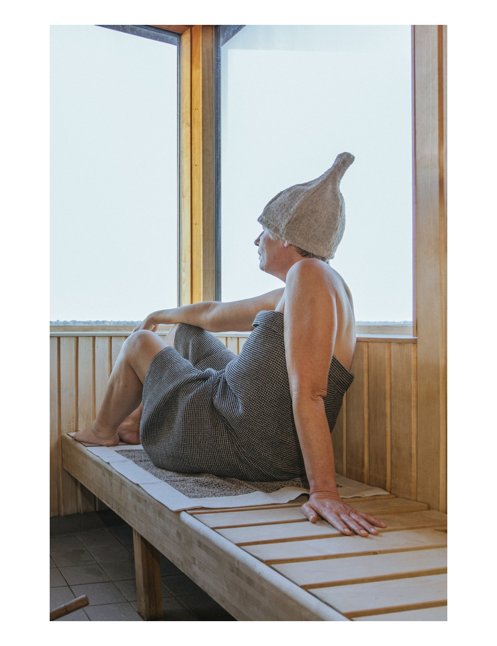 Sauna måtte i hør-bomuld