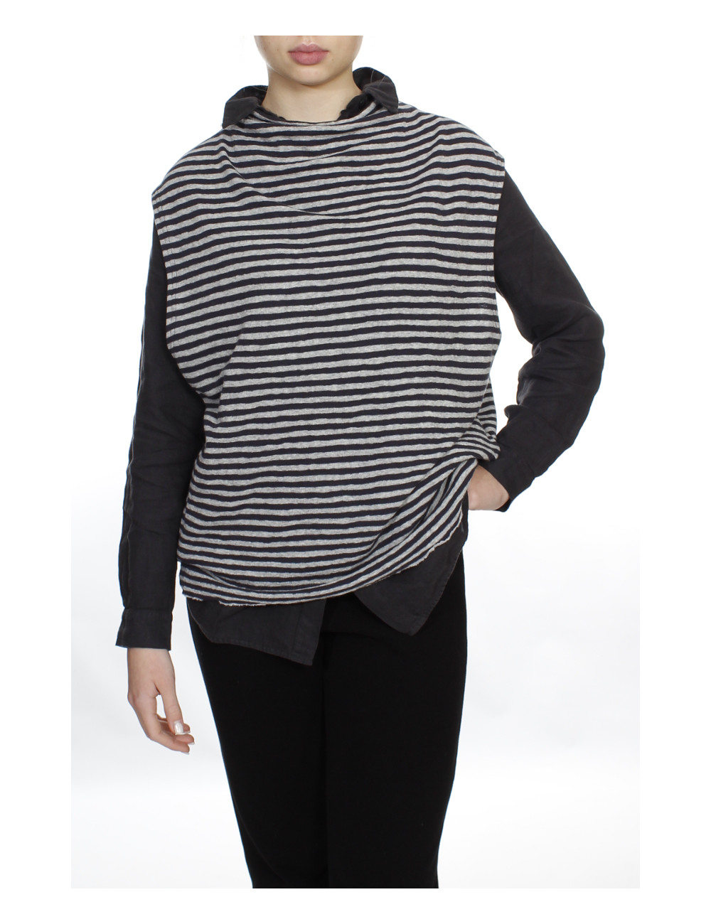 Vest i merino uld 2009 i striber