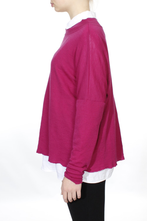 Rummelig merino uld bluse med rund hals 4025 i farver
