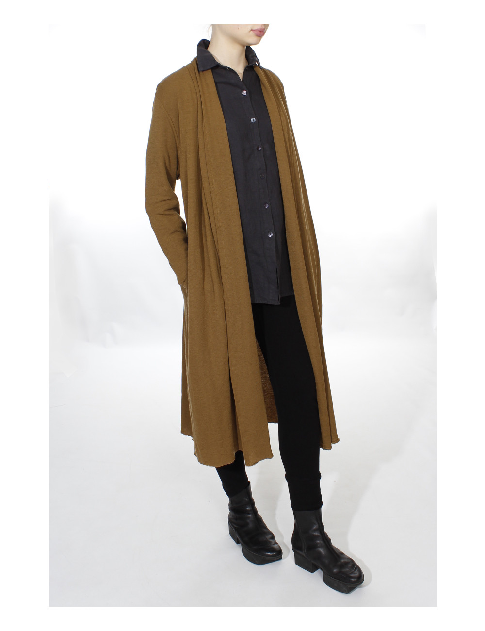 Lang uld cardigan 8010 i basis farver