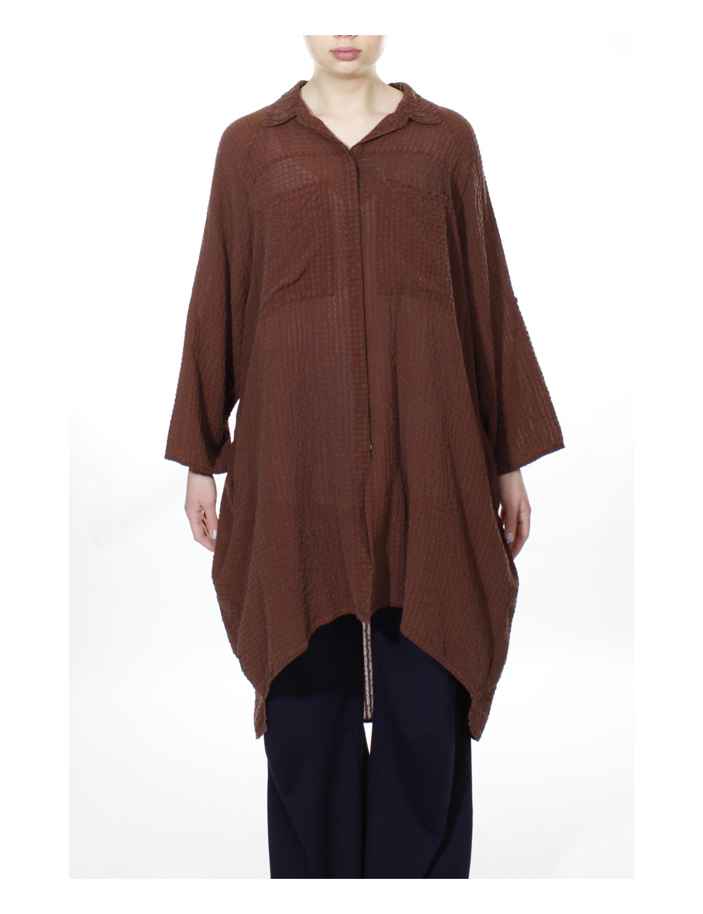 Universal skjorte i silke-bomuld brun