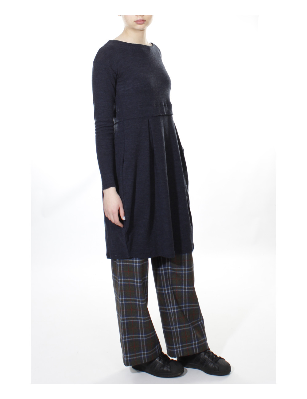 Empire kjole i merino uld 7035 i basis farver
