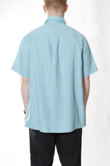 Klassisk hørskjorte med korte ærme og klassisk flip | hør skjorte til mænd