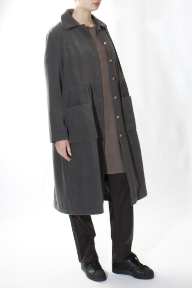 Bomulds frakke i bondestil grå