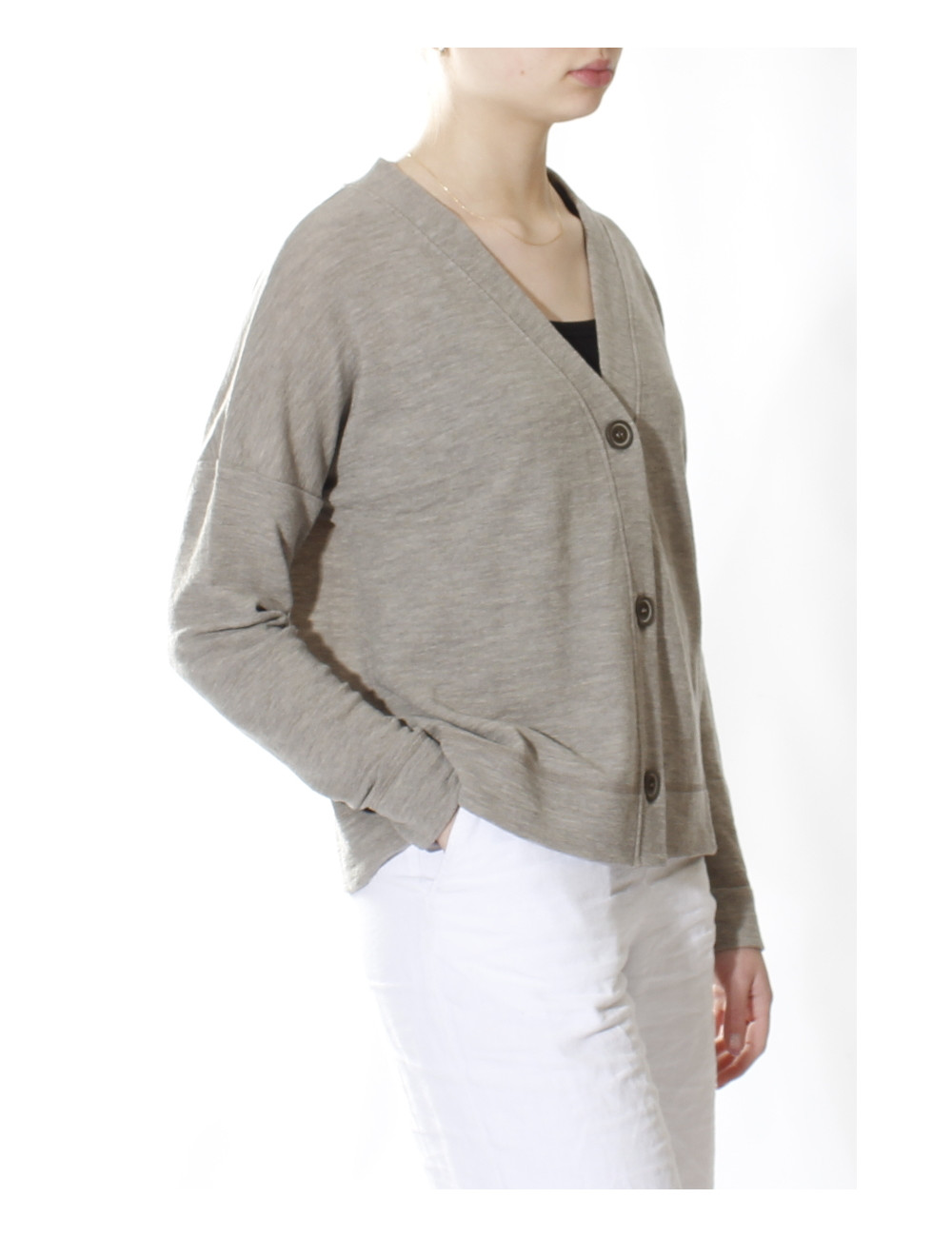 Klassisk cardigan med V-hals 8015 i basis farver