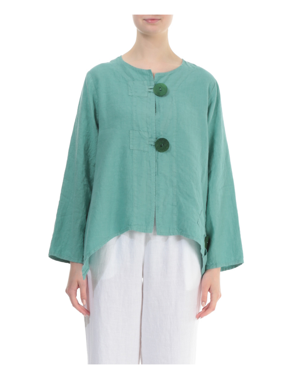 Cardigan i hør med store knapper