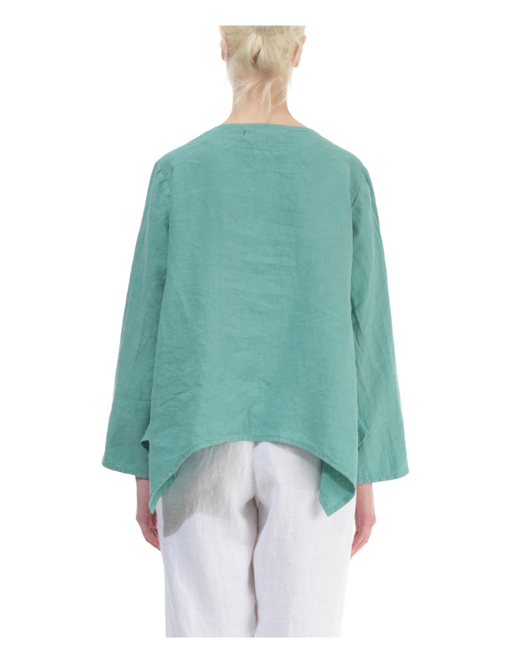 Cardigan i hør med store knapper
