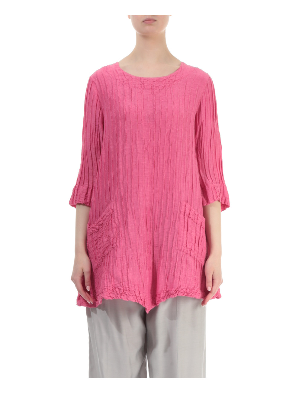 Pink tunika i hør - silke