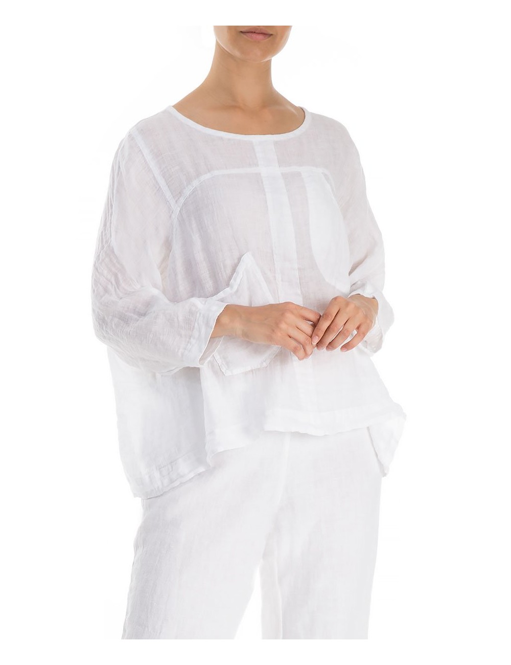 Poncho bluse i 100% hør