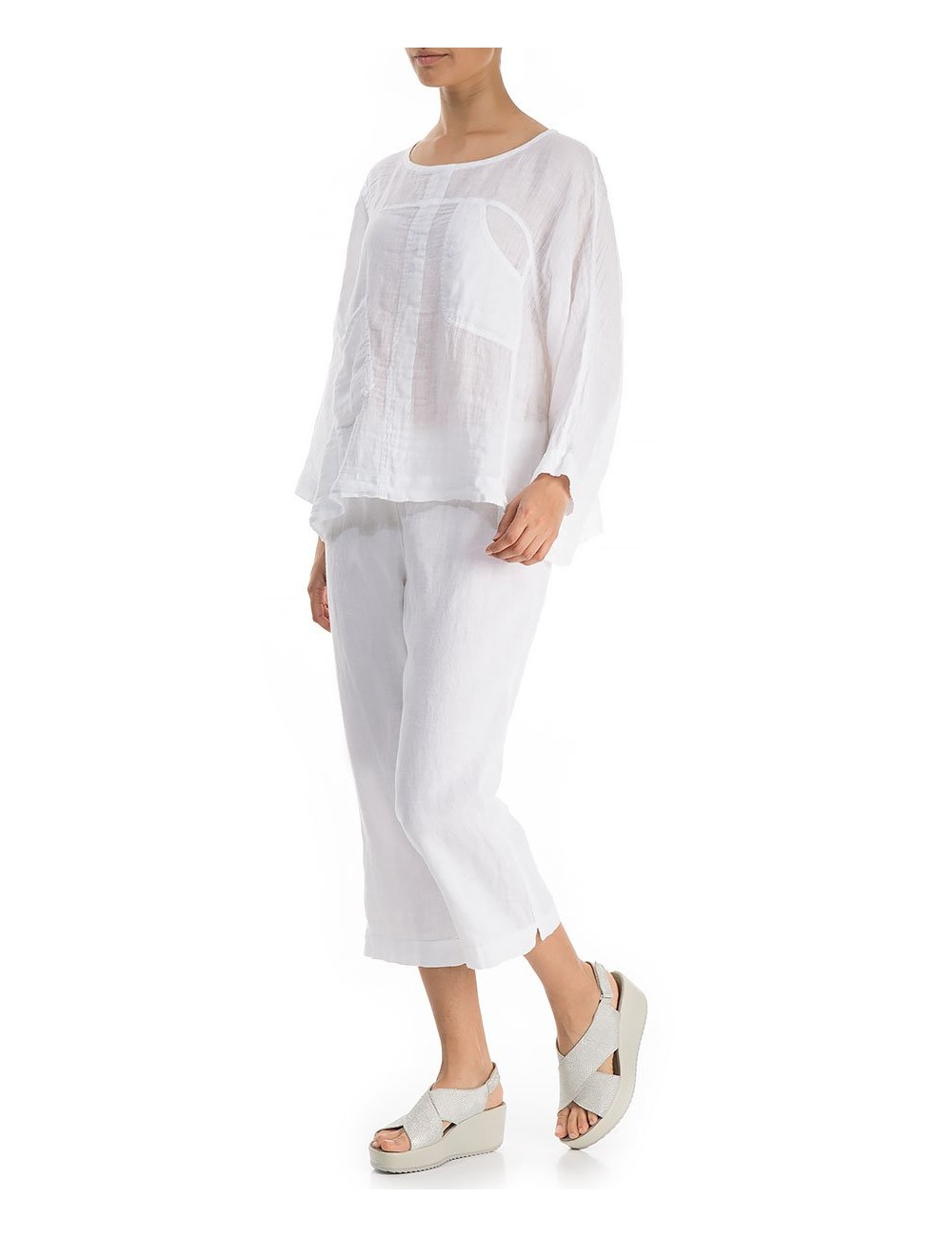 Poncho bluse i 100% hør