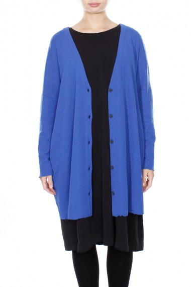 Oversize merino uld cardigan i cobalt blå