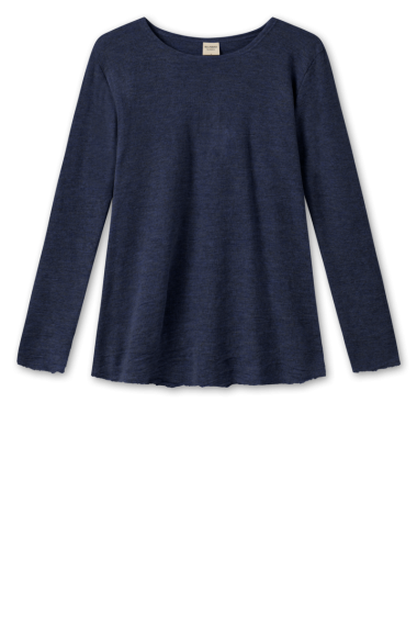 Merino bluse i A-facon - midnatsblå