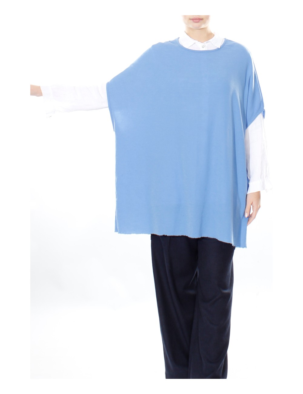 Lang poncho i merino uld
