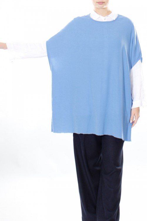 Lang poncho i merino uld