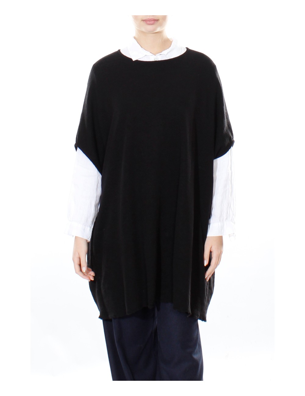 Lang poncho i merino uld