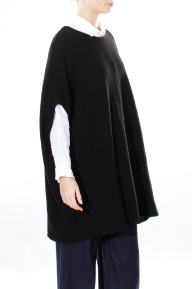 Sort lang vest i merino uld