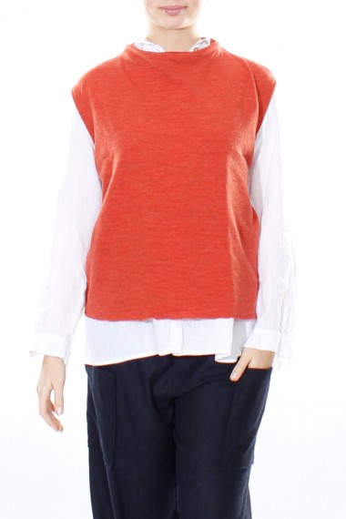 Vest i merino uld fra By Basics i orange