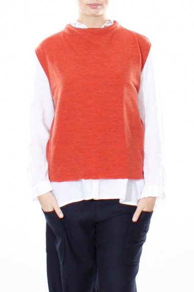 Vest i merino uld fra By Basics i orange