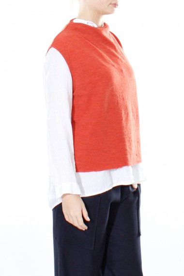 Vest i merino uld fra By Basics i orange