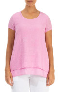 Bluse i silke blanding med dobbelt lag detalje