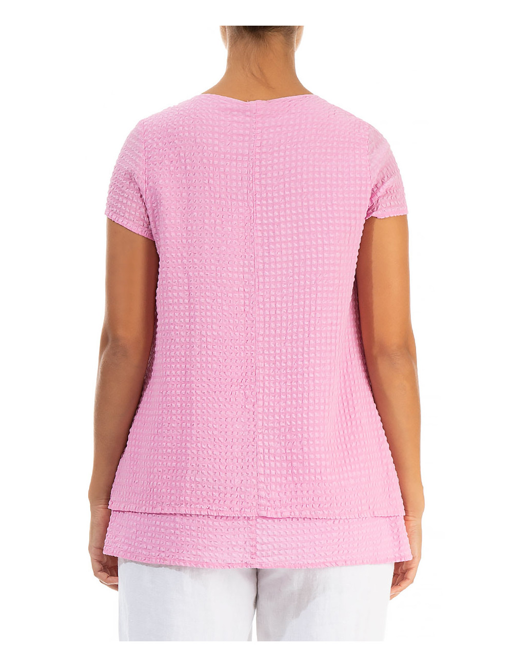 Bluse i silke blanding med dobbelt lag detalje