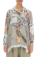Skjorte i silke blanding med flora print