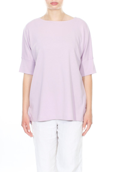 Rummelig T-shirt bluse i pastel lilla fra By Basics