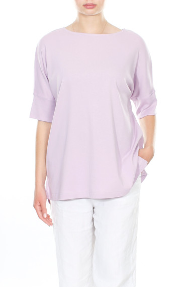 Rummelig T-shirt bluse i pastel lilla fra By Basics