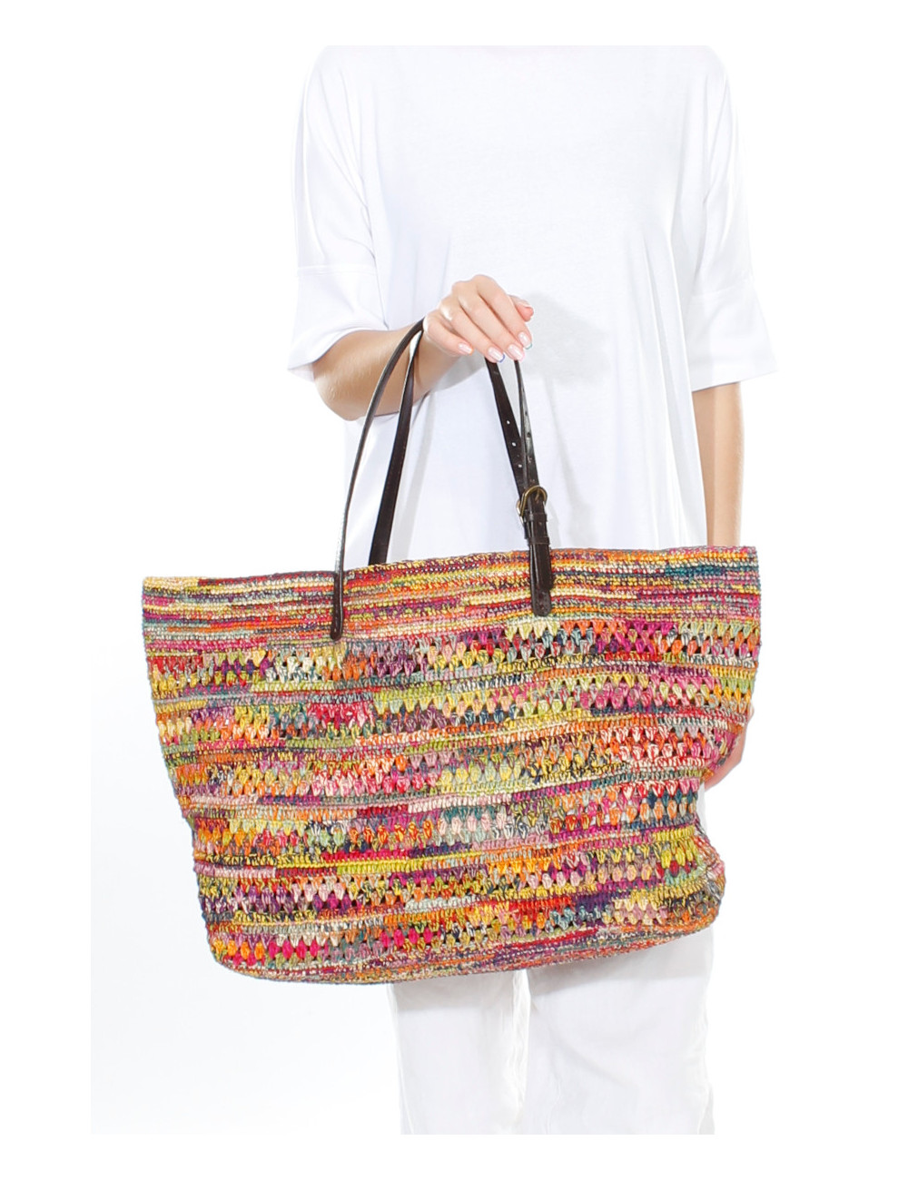 Raffia stråtaske i multi colour