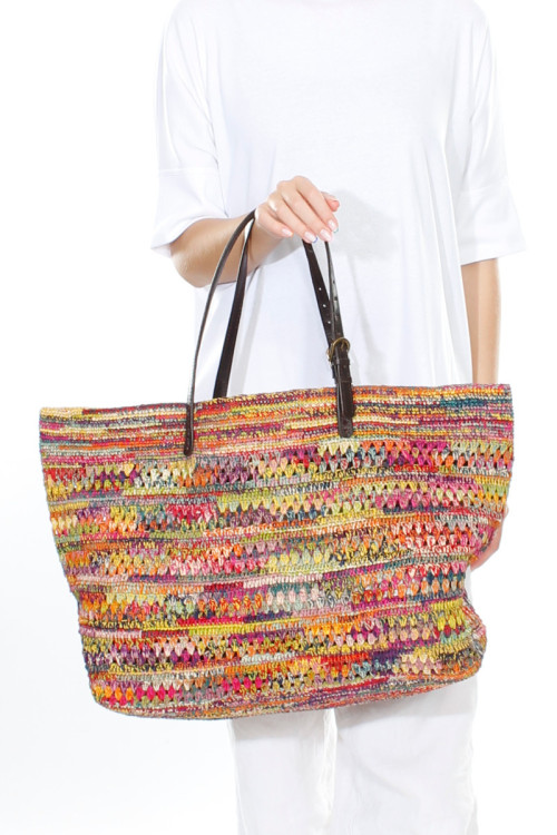 Raffia stråtaske i multi colour