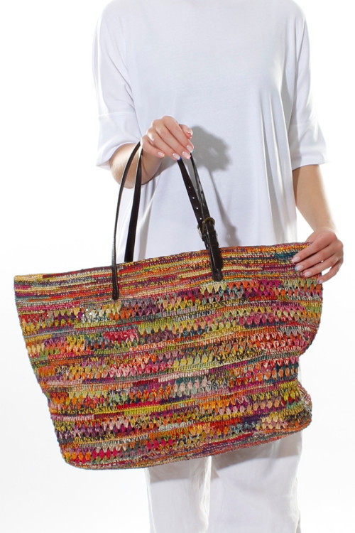 Raffia stråtaske i multi colour