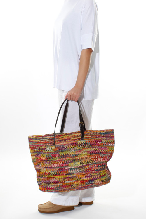 Raffia stråtaske i multi colour