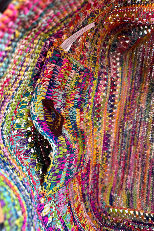 Raffia stråtaske i multi colour