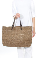 Raffia stråtaske i mørke brun