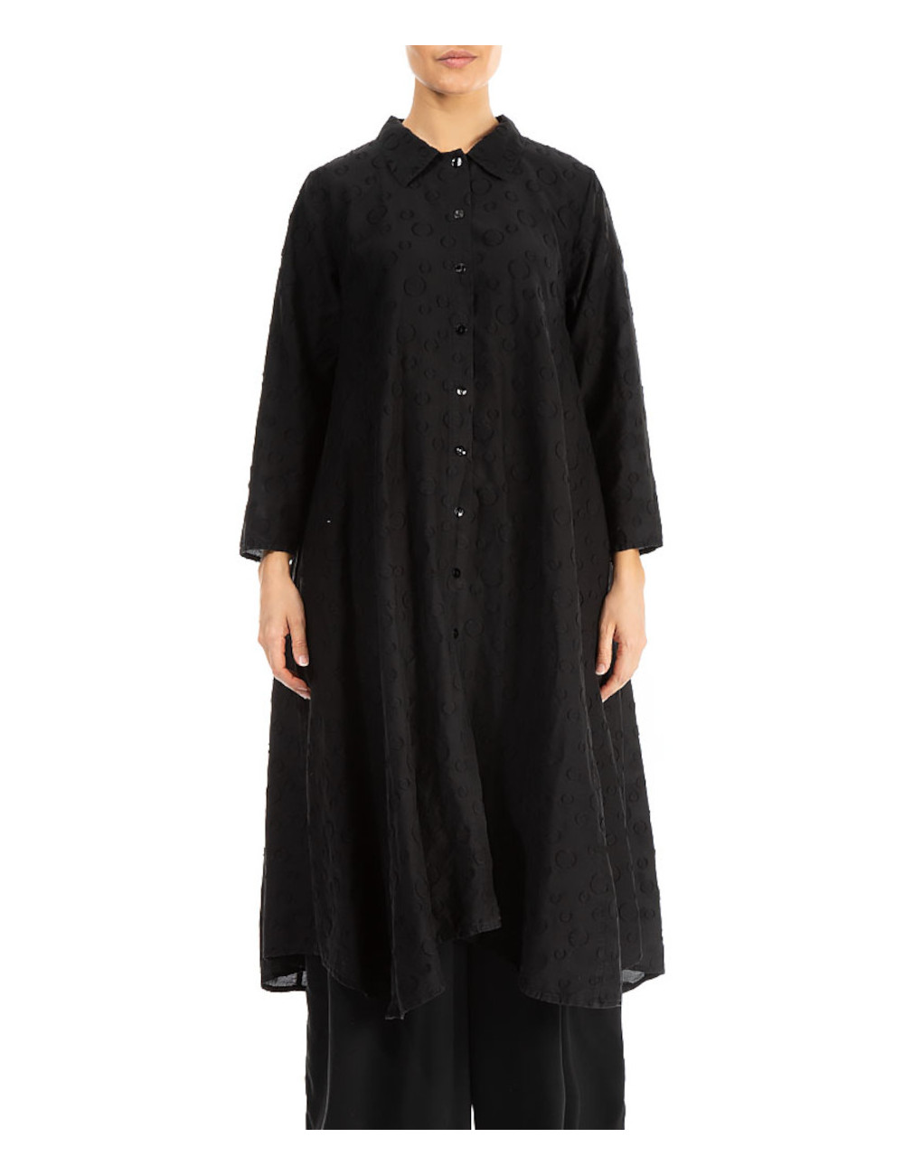 Plus Size cardigan - skjorte kjole - sort