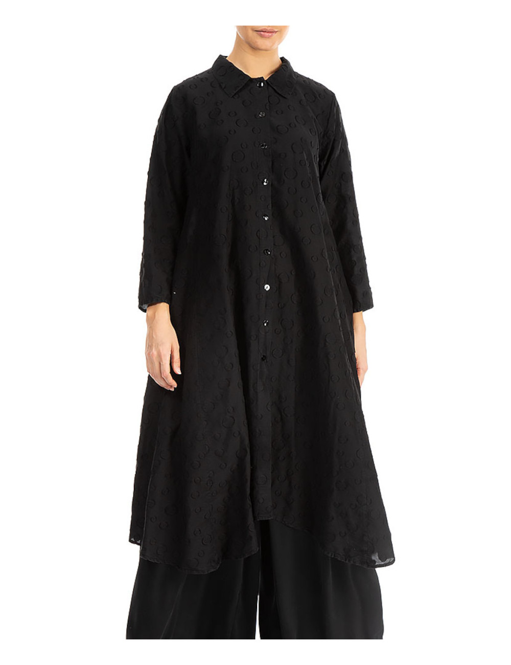 Plus Size cardigan - skjorte kjole - sort