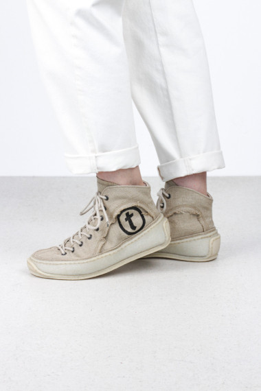 Unisex high-top sneaker i biologisk nedbrydeligt materiale - sand