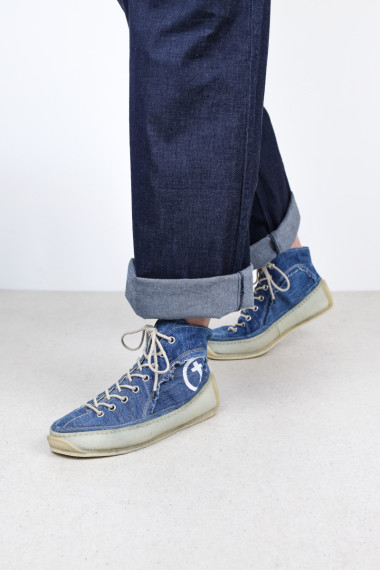 Unisex high-top sneaker i biologisk nedbrydeligt materiale - denim