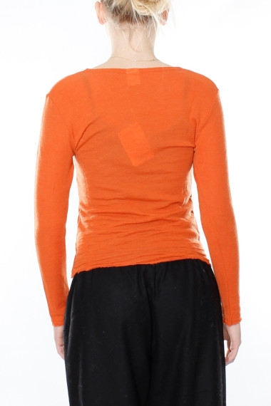 Merino uld bluse med slå om detalje i orange