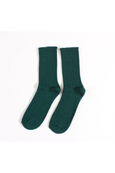 Sokker i cashmere og merino uld mix i flaske grøn