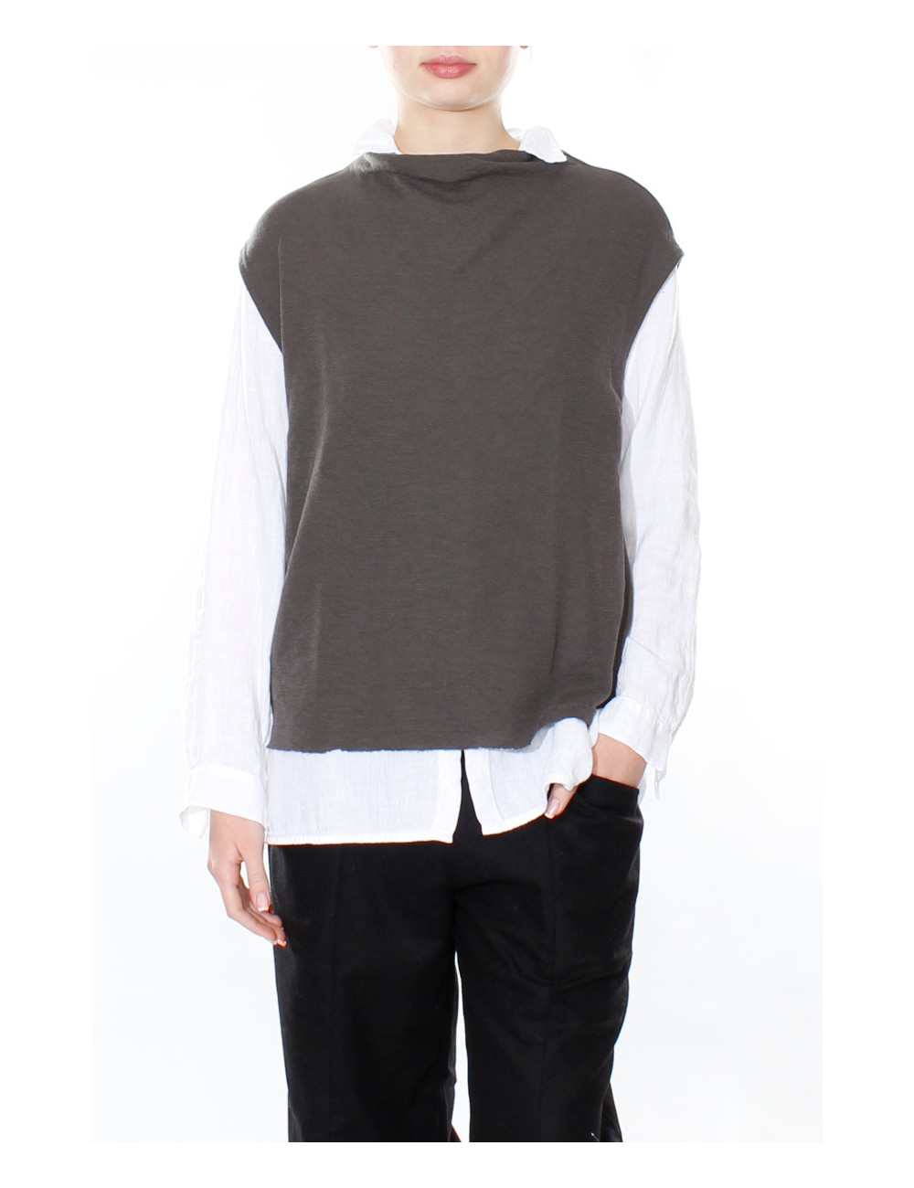 Vest i merino uld 2009 i basis farver