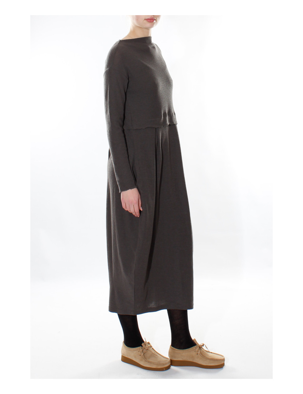 Merino uld kjole i mandel-facon 7045 i basis farver