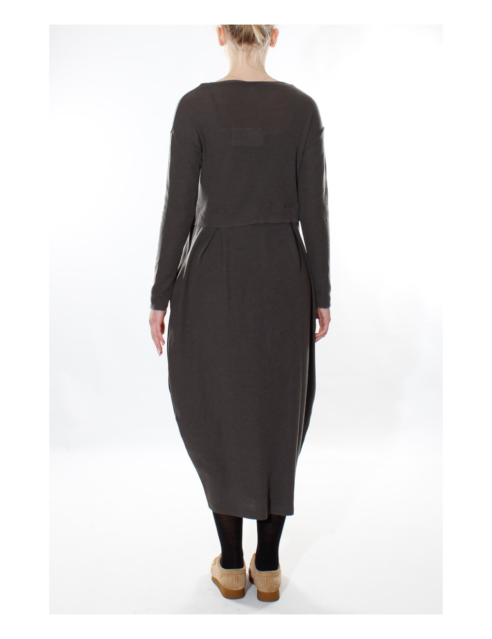 Merino uld kjole i mandel-facon 7045 i basis farver