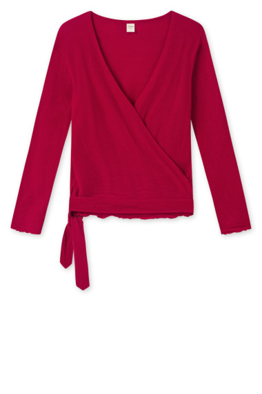 Merino slå om bluse i rød fra By Basics