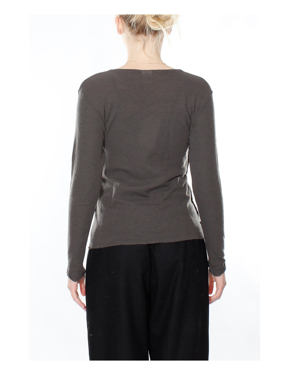 Merino uld bluse med slå om detalje 4008 i basis farver